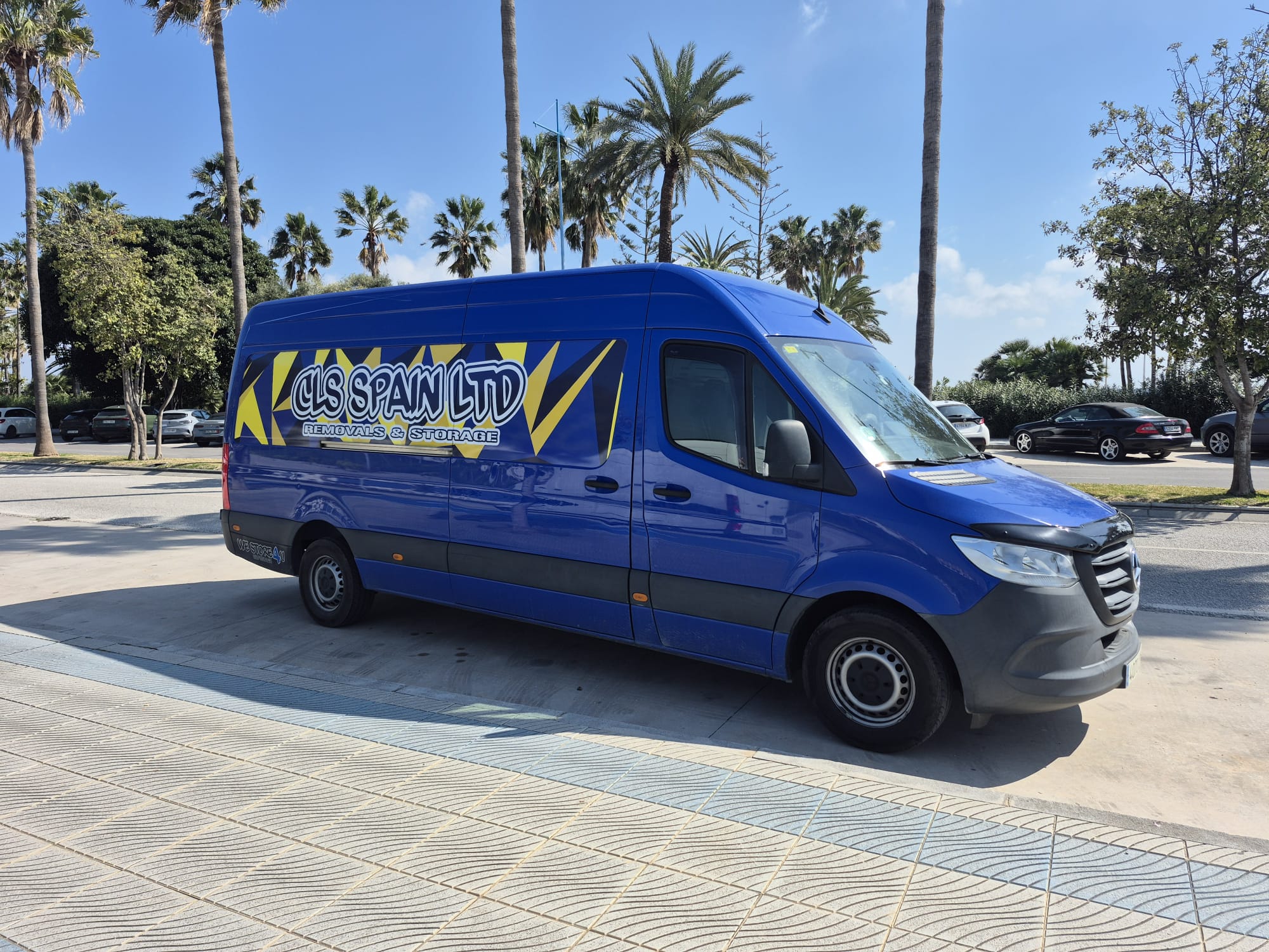 CLS Spain blue removal van in Marbella Spain